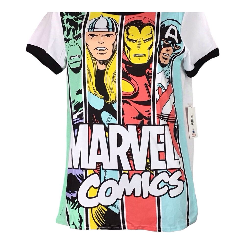 Marvel Comics Women’s Avengers Graphic T-Shirt Thor Hulk Iron Man Size M NWT